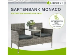 Juskys Polyrattan Gartenmöbel Sitzgruppe Monaco Grau Meliert und Dunkelgraue Bezüge