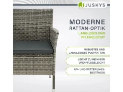 Juskys Polyrattan Gartenmöbel Sitzgruppe Monaco Grau Meliert und Dunkelgraue Bezüge
