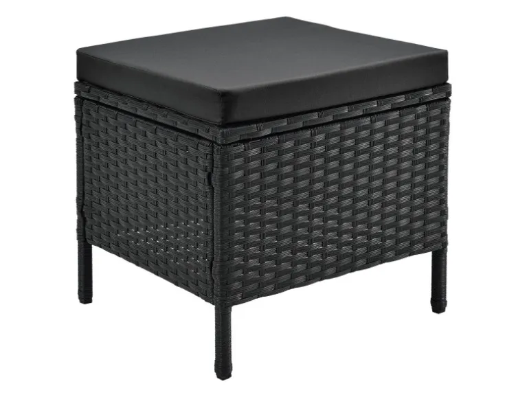 Juskys Polyrattan Gartenmöbel Lounge Manacor Schwarz mit Bezügen in Dunkelgrau