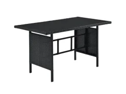 Juskys Polyrattan Gartenmöbel Lounge Manacor Schwarz mit Bezügen in Dunkelgrau