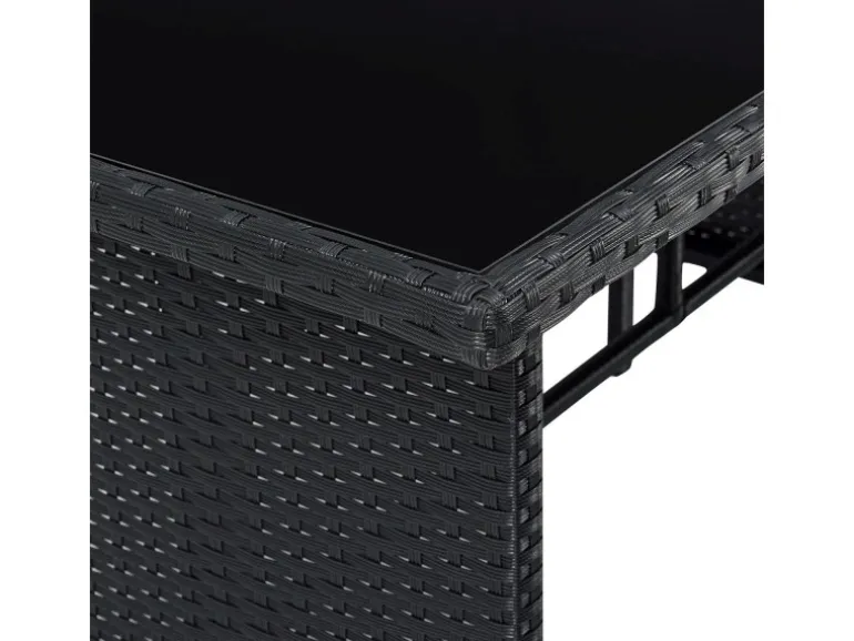 Juskys Polyrattan Gartenmöbel Lounge Manacor Schwarz mit Bezügen in Dunkelgrau