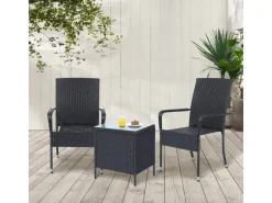 Juskys Polyrattan Gartenstühle Yoro 4er Set Stapelbar mit Armlehnen Schwarz