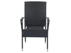 Juskys Polyrattan Gartenstühle Yoro 4er Set Stapelbar mit Armlehnen Schwarz