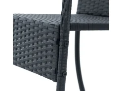 Juskys Polyrattan Gartenstühle Yoro 4er Set Stapelbar mit Armlehnen Schwarz
