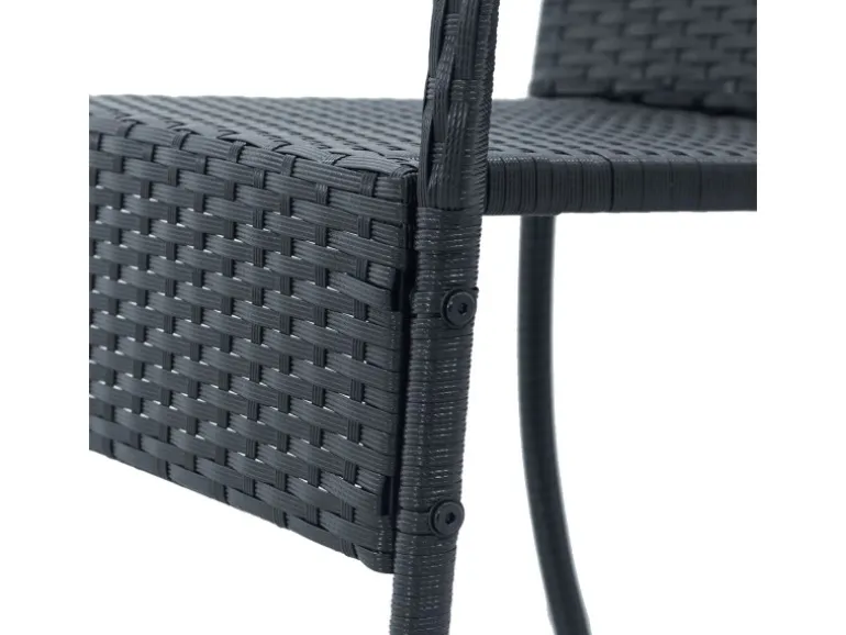 Juskys Polyrattan Gartenstühle Yoro 4er Set Stapelbar mit Armlehnen Schwarz