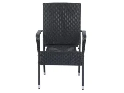 Juskys Polyrattan Gartenstühle Yoro 8er Set Stapelbar mit Armlehnen Schwarz