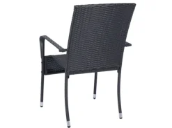 Juskys Polyrattan Gartenstühle Yoro 8er Set Stapelbar mit Armlehnen Schwarz