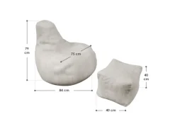 Juskys Sitzsack Chillex mit Hocker L in Stoff Cord Beige