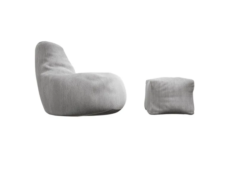 Juskys Sitzsack Chillex mit Hocker L in Stoff Cord Hellgrau