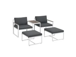 Juskys Sofa Set Gartenmöbel Bari mit Bezügen in Dunkelgrau