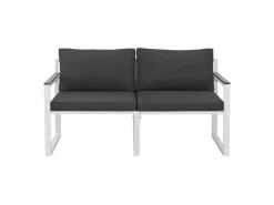 Juskys Sofa Set Gartenmöbel Bari mit Bezügen in Dunkelgrau