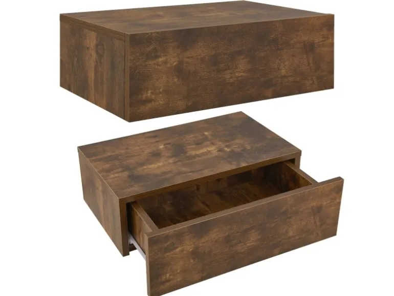 Juskys Wandregal Nachttisch 46x30x15 cm mit Schublade Holzoptik
