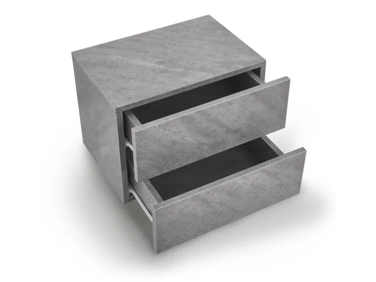 Juskys Wandschrank Nachttisch 40x29x30 cm mit 2 Schubladen Betonoptik