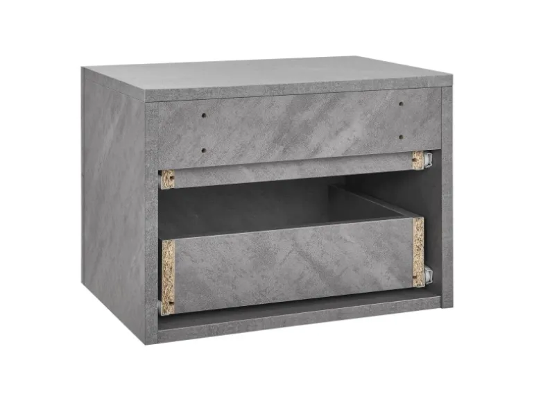 Juskys Wandschrank Nachttisch 40x29x30 cm mit 2 Schubladen Betonoptik