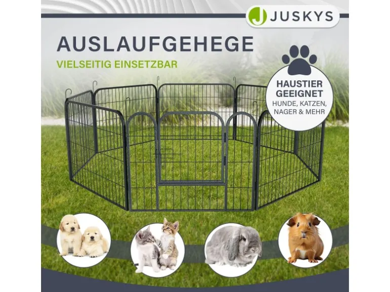 Juskys Welpenauslauf aus Metall 80 x 60 cm 8 Teilig