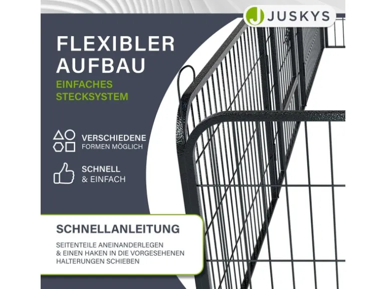 Juskys Welpenauslauf aus Metall 80 x 60 cm 8 Teilig