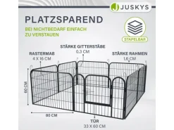 Juskys Welpenauslauf aus Metall 80 x 60 cm 8 Teilig