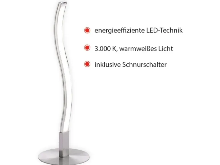 Just Light. LED Tischleuchte Wave Stahl H: 30 cm