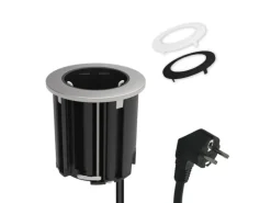 kalb Einbausteckdose 230VAC Tischsteckdose 54mm Rund Für Montage In Und An Möbeln mit EU-Stecker