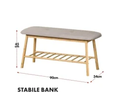 KARAT Bambus Sitzbank Montana Schuhregal mit Stauraum und Sitzkomfort 34 x 90 x 45 cm