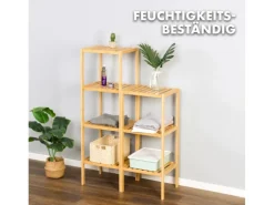 KARAT Bambus Standregal Lowa Platzsparendes Holzregal Mit 5 Etagen