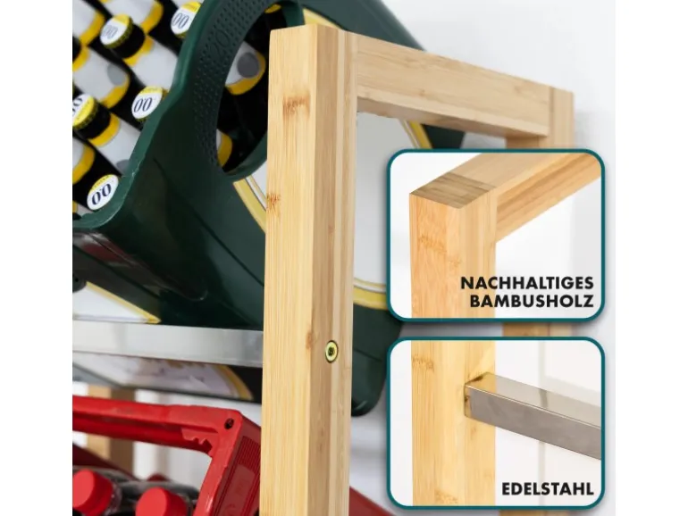 KARAT Bambus-Flaschenkastenständer Flash - Robustes Lagerregal für Büro, Küche, Garage oder Flur - 112 x 56 x 32 cm