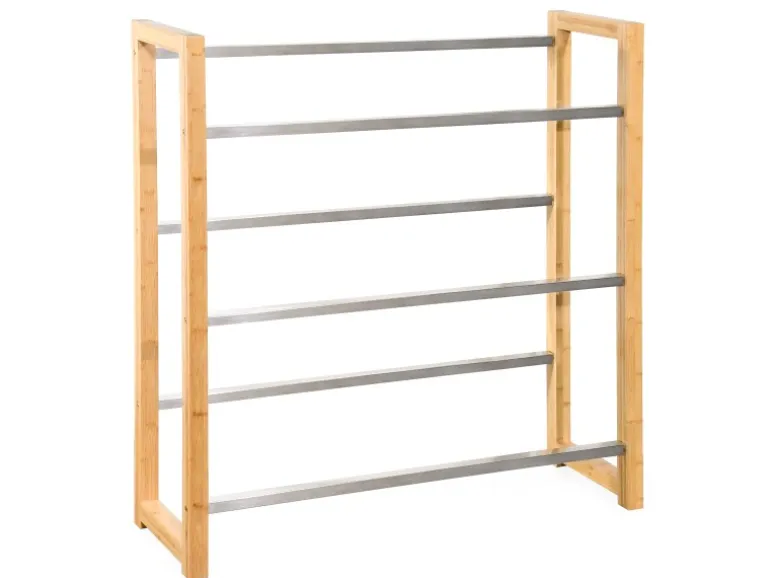 KARAT Bambus-Flaschenkastenständer Flash - Robustes Lagerregal für Büro, Küche, Garage oder Flur - 112 x 106 x 32 cm