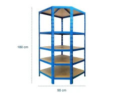 KARAT Eckregal - Hohe Traglast - Individuell Einsetzbar - Blau 180 x 90 x 42 x 60 cm