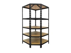 KARAT Eckregal Traglast 875 kg Individuell Einsetzbar Schwarz 180 x 90 x 42 x 60 cm