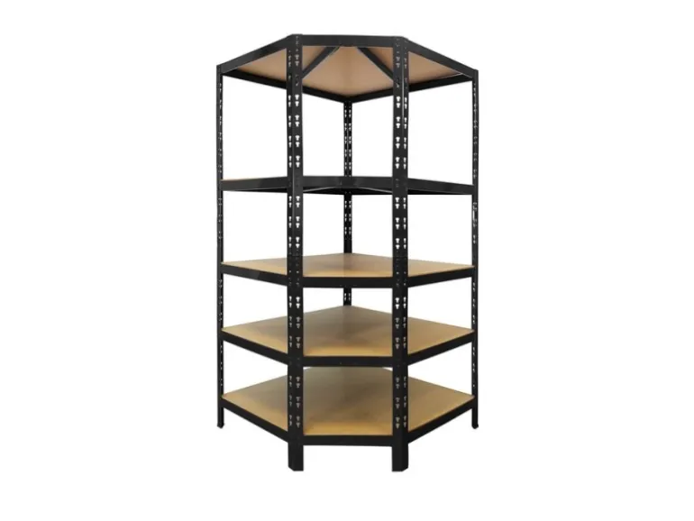 KARAT Eckregal Traglast 875 kg Individuell Einsetzbar Schwarz 180 x 90 x 42 x 60 cm
