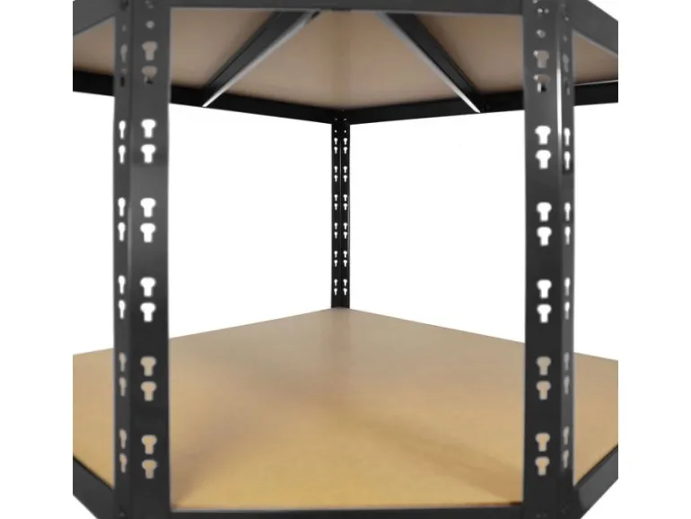 KARAT Eckregal Traglast 875 kg Individuell Einsetzbar Schwarz 180 x 90 x 42 x 60 cm