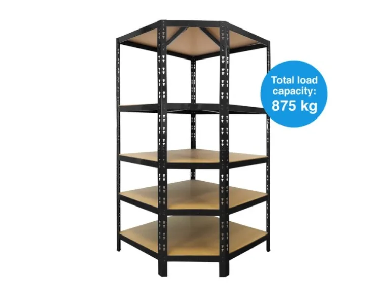 KARAT Eckregal Traglast 875 kg Individuell Einsetzbar Schwarz 180 x 90 x 42 x 60 cm