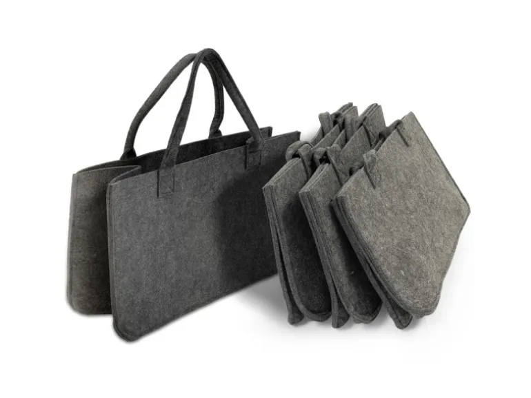 KARAT Filztasche Conny Kaminholztasche 4er Set Einkaufstasche Faltbar Anthrazit