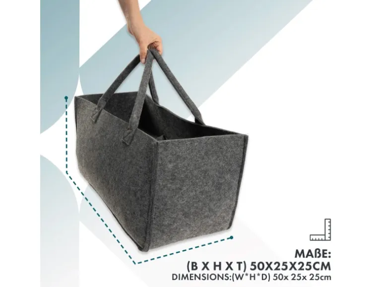 KARAT Filztasche Conny Kaminholztasche 4er Set Einkaufstasche Faltbar Anthrazit