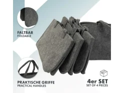 KARAT Filztasche Conny Kaminholztasche 4er Set Einkaufstasche Faltbar Anthrazit
