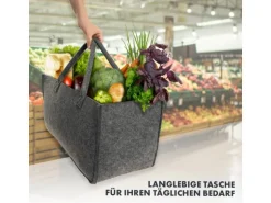 KARAT Filztasche Conny Kaminholztasche 4er Set Einkaufstasche Faltbar Anthrazit