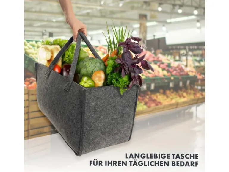 KARAT Filztasche Conny Kaminholztasche 4er Set Einkaufstasche Faltbar Anthrazit