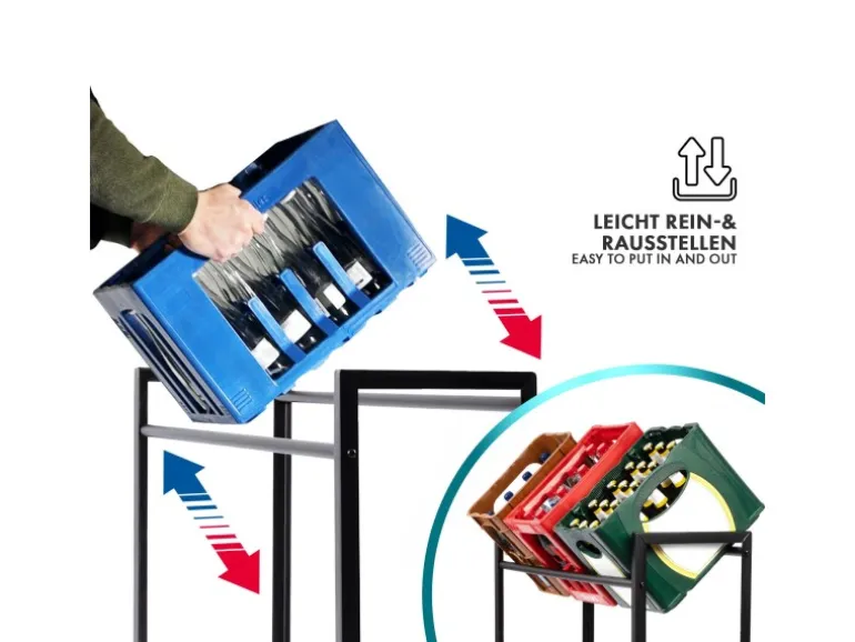 KARAT Flaschenkastenständer Kenji - Robustes Lagerregal für Büro, Küche, Garage oder Flur - Schwarz - 70 x 32 x 79 cm