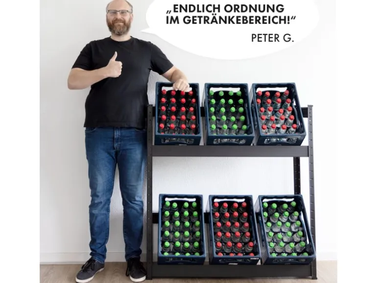 KARAT Flaschenkastenständer Osaka Getränkekistenregal für 9 Kästen 200 x 100 x 30 cm