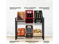 KARAT Flaschenkastenständer Kenji - Robustes Lagerregal für Büro, Küche, Garage oder Flur - Schwarz - 104 x 32 x 82 cm
