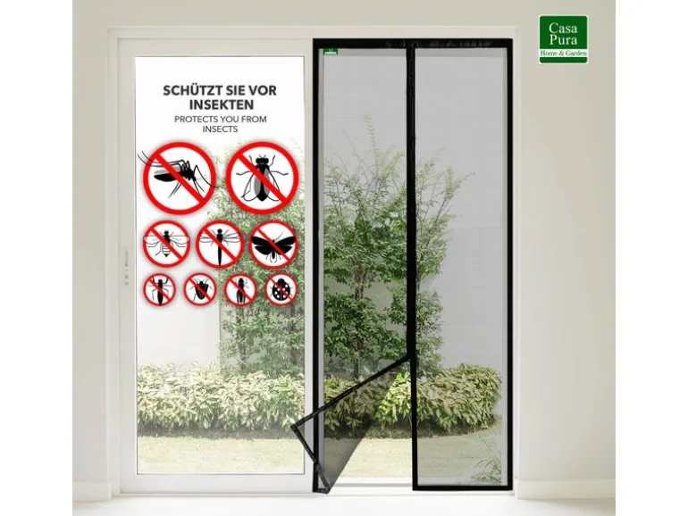KARAT Fliegengitter Johnny Gestreift Klebemontage Klettverschluss 90 x 200 cm