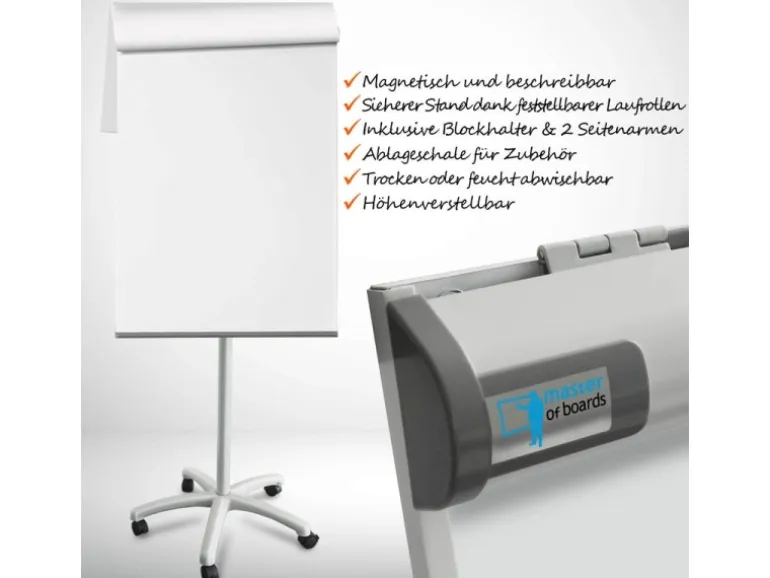 KARAT Flipchart Piranha mit Sternfuß Mobile Präsentationswand 67 x 105 cm