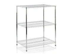 KARAT Gitterregal Everest 210 kg Belastbarkeit 3 Böden Verchromt 60 x 35 x 90 cm
