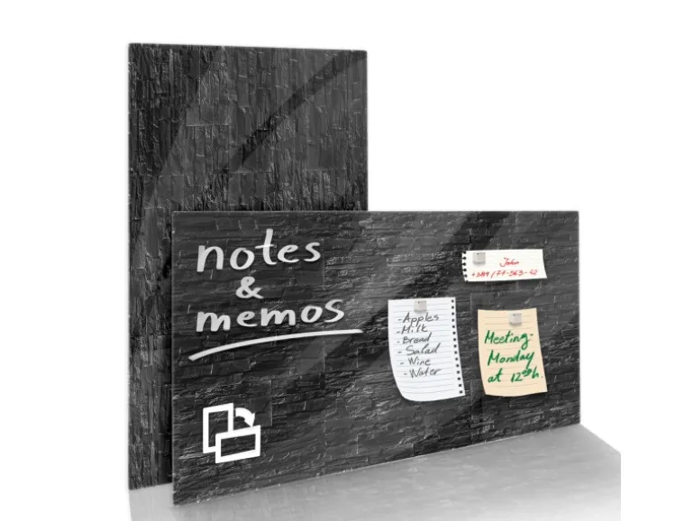 KARAT Glas Memoboard Stone Design mit Magneten und Montagematerial 46 x 91 cm