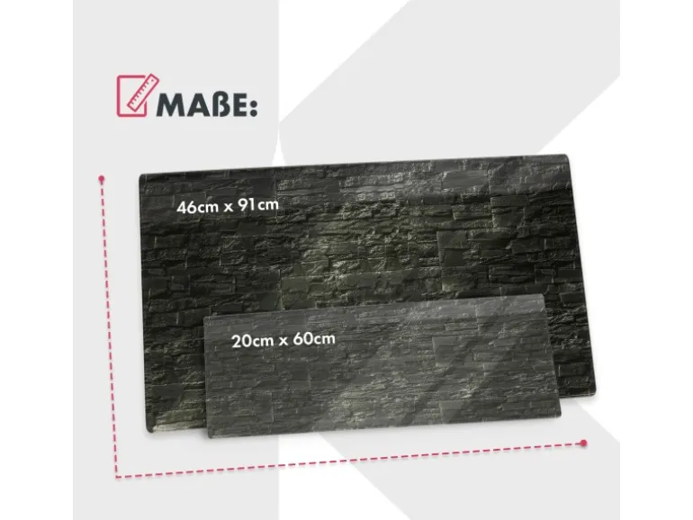 KARAT Glas Memoboard Stone Design mit Magneten und Montagematerial 46 x 91 cm