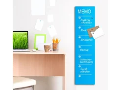 KARAT Glas Wochenplaner Kia Türkis To Do Liste Universal Einsetzbar 20 x 80 cm
