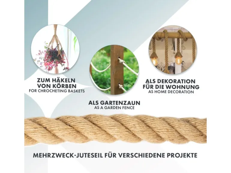 Karat Juteseil Ø 6 mm Kletterseil Extra Stark Universell Einsetzbar Länge 25 Meter