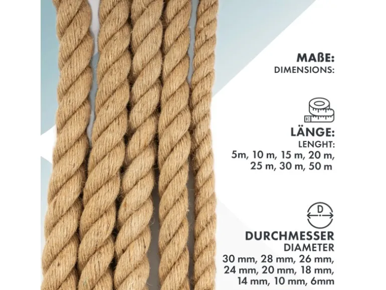 Karat Juteseil Ø 6 mm Kletterseil Extra Stark Universell Einsetzbar Länge 25 Meter