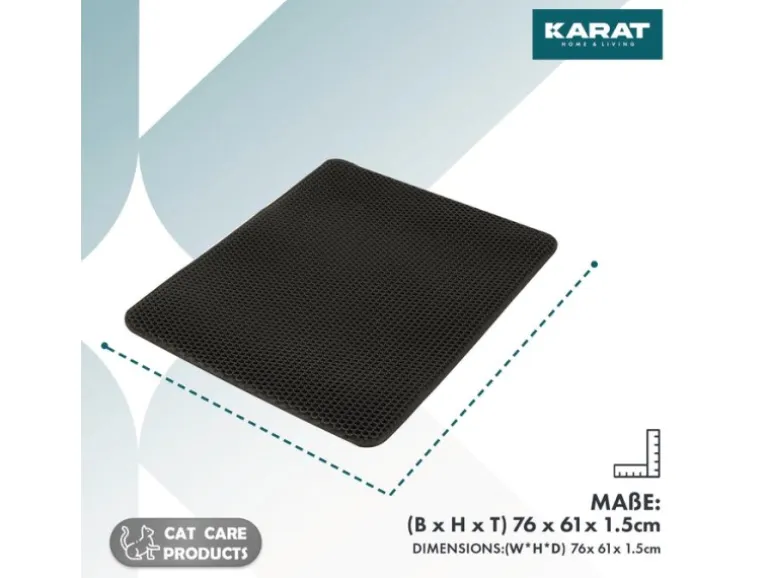 KARAT Katzenstreumatte Charly in Wabendesign Abwaschbar Anthrazit 76 x 61 cm