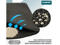 KARAT Katzenstreumatte Charly in Wabendesign Abwaschbar Anthrazit 76 x 61 cm